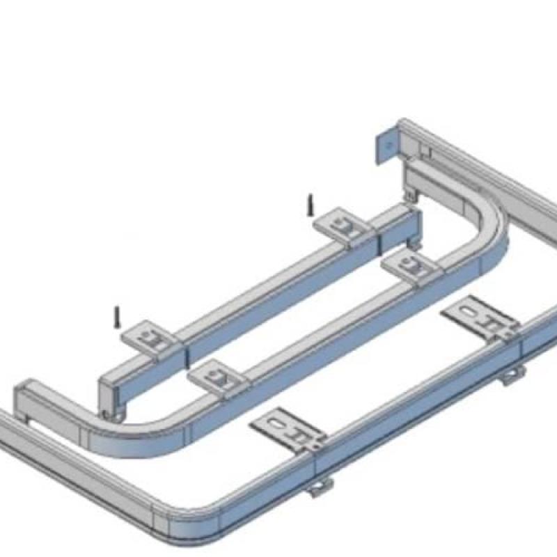 Dvoukolejnice rovná koncovými ohyby s krycím čelem pro záclony a závěsy
